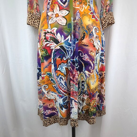 Sao Paolo Paisley Dress 8 Medium Orange Midi - Picture 5 of 11